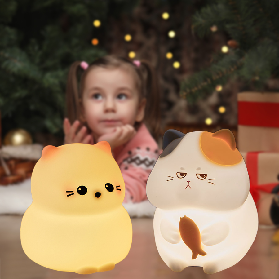 Baby Nursery Table Lamp - Светодиодный ночник с милым котенком, перезаряжаемая