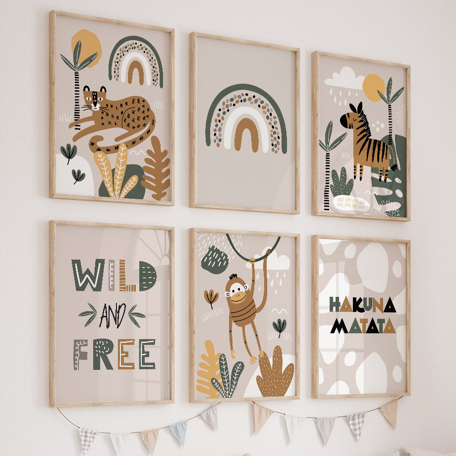 Baby Nursery Jungle - Картина на холсте с изображением леопарда,