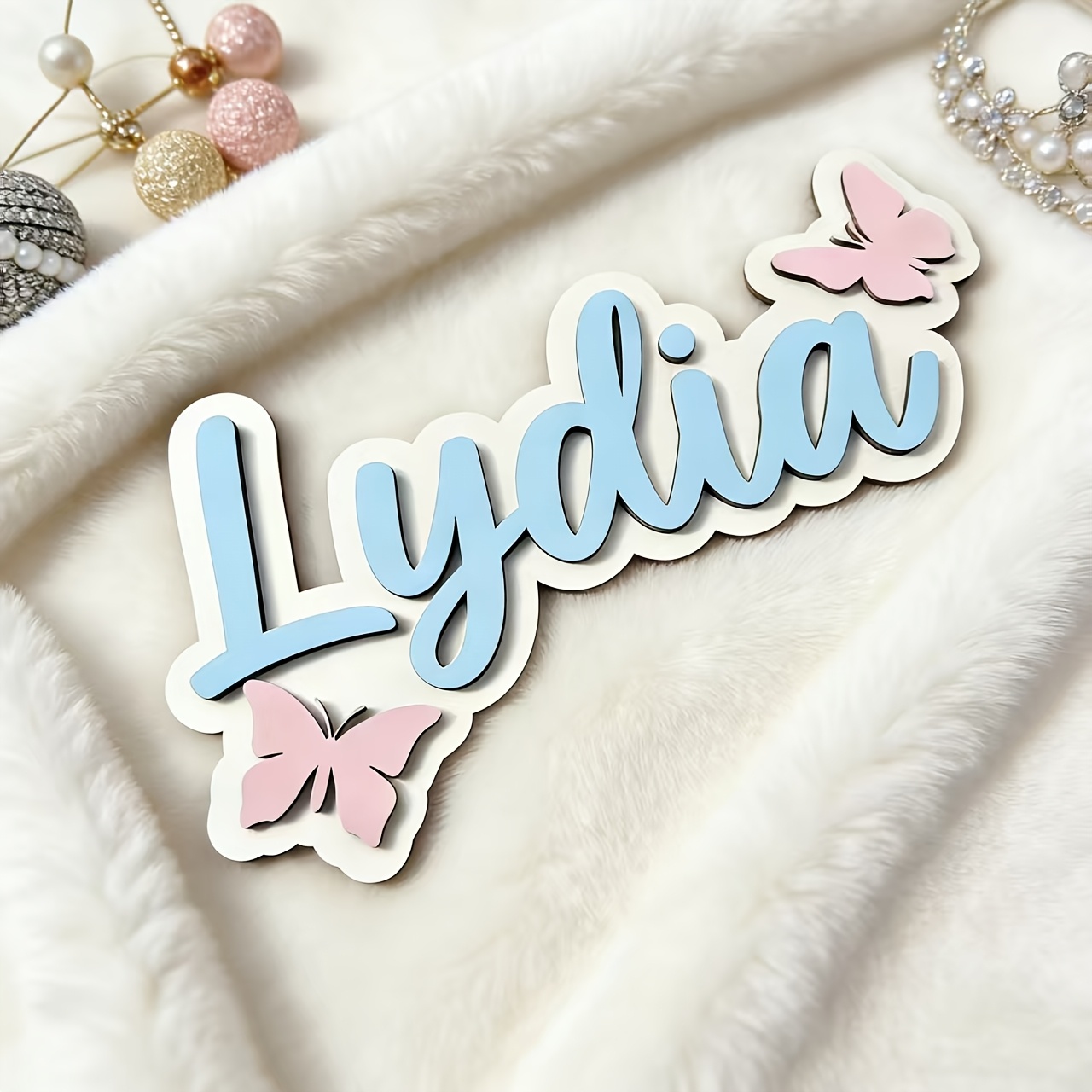 Baby Nursery Name Sign - Персонализированная табличка с именем и сине-розовыми
