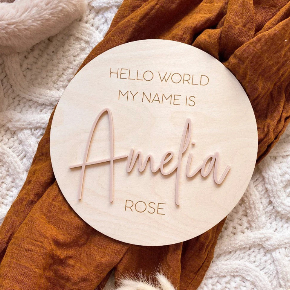 Baby Nursery Name Sign - Персонализированная деревянная табличка с именем «Hello