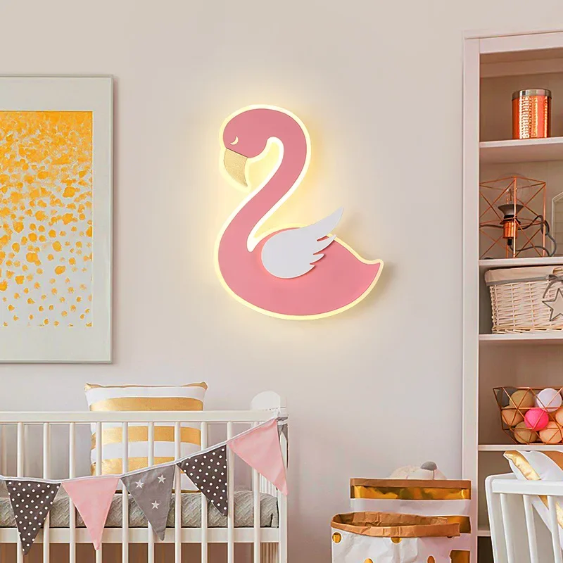 Baby Nursery Light Fixture - Светодиодный настенный светильник «Фламинго», металлический бра