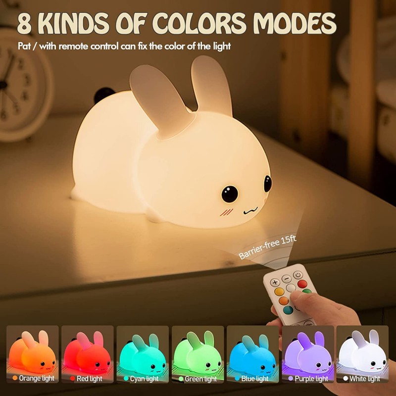 Baby Nursery Lamp - Светодиодный ночник с кроликом, пульт дистанционного