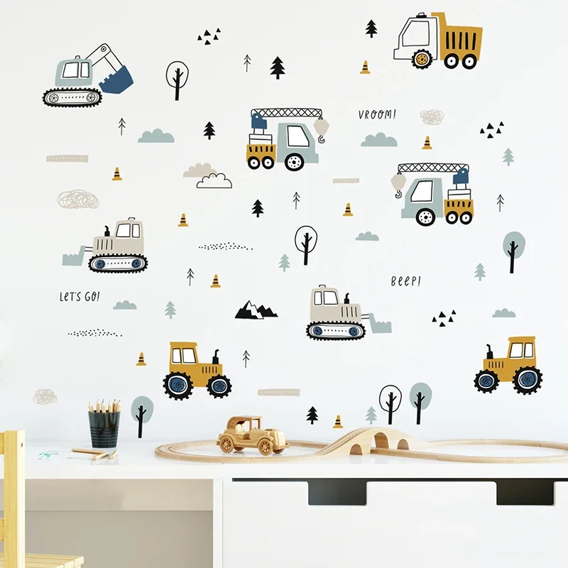 Baby Nursery Design - Ручной рисунок, милые автомобили, грузовик, наклейки