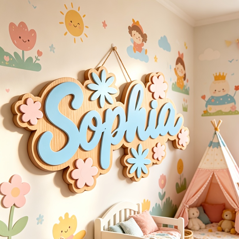 Baby Nursery Name Sign - Персонализированная табличка с именем в цветочном