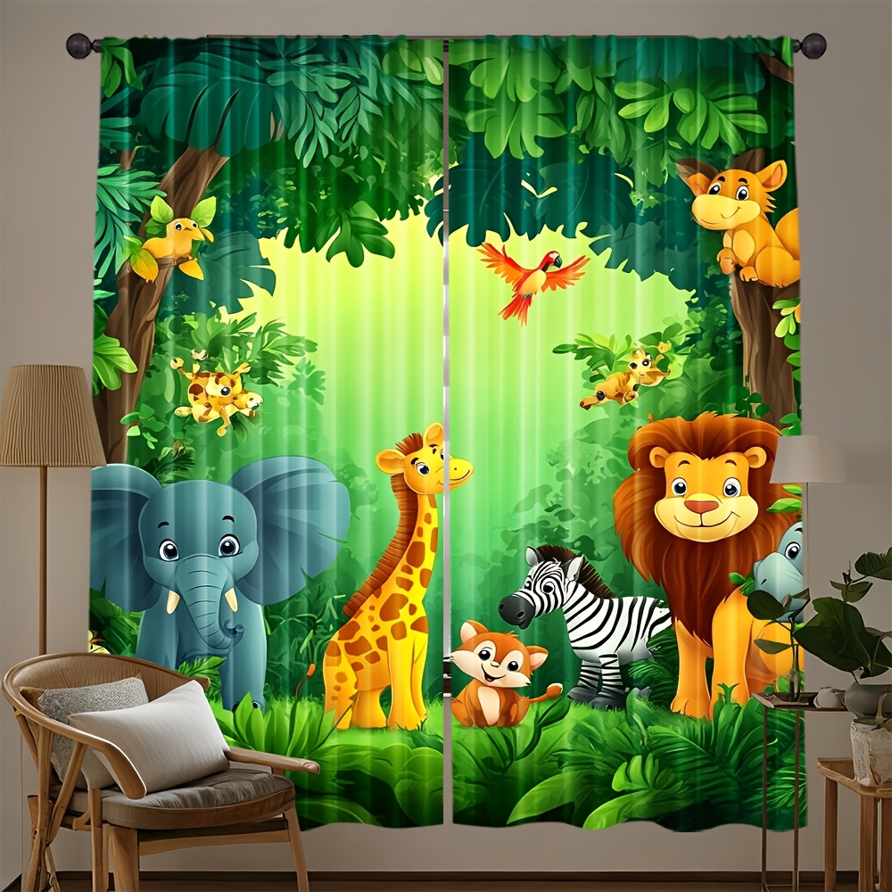 2 шт. Детские шторы с мультяшн – обзор и цена Baby Nursery Jungle