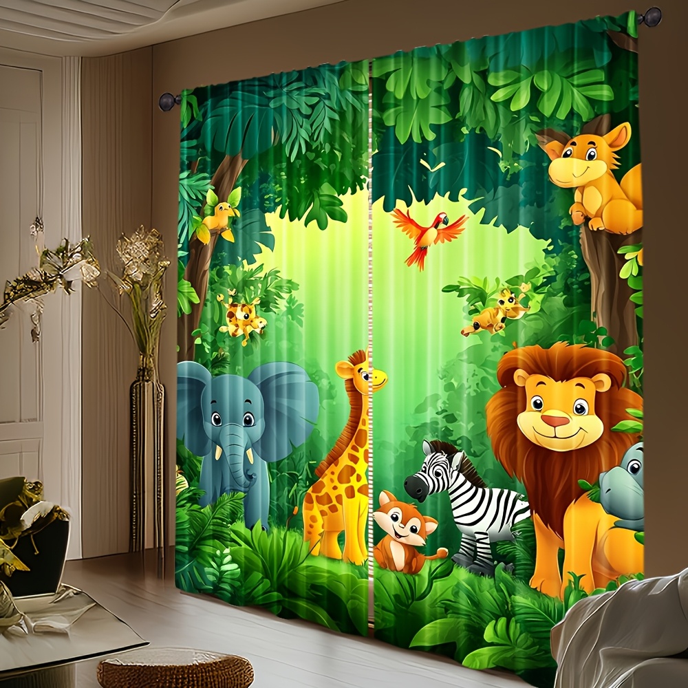 2 шт. Детские шторы с мультяшн – обзор и цена Baby Nursery Jungle