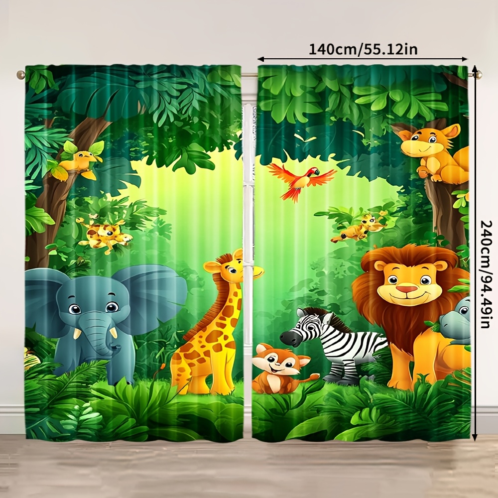 2 шт. Детские шторы с мультяшн – обзор и цена Baby Nursery Jungle