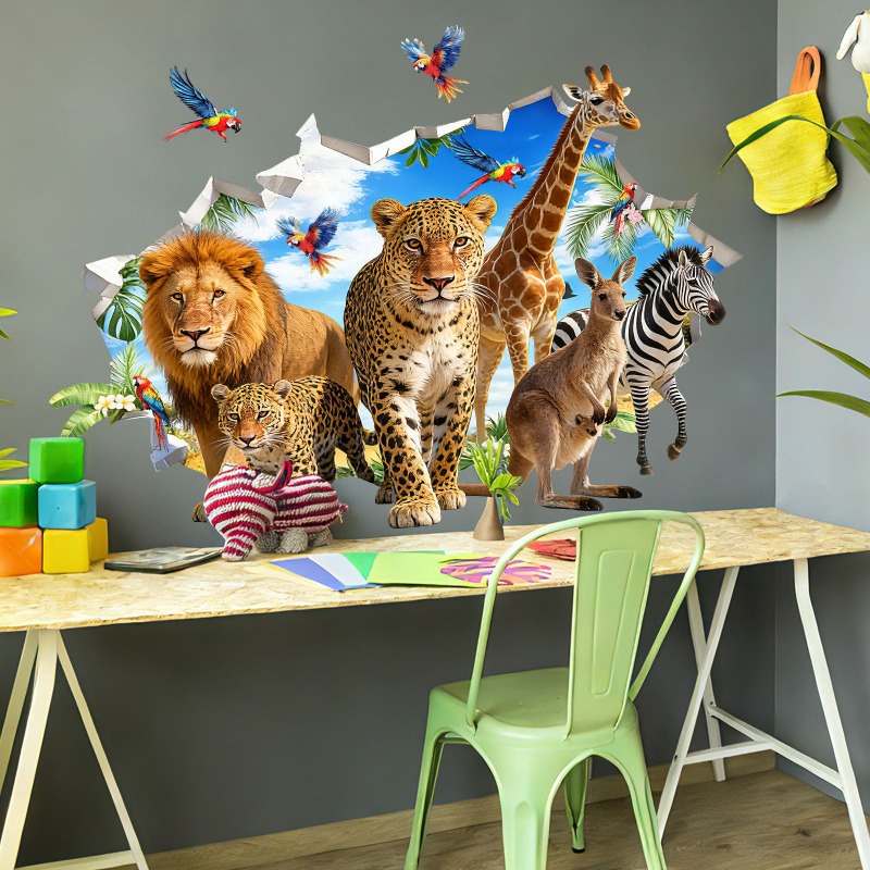 Большие наклейки на стену с тр – обзор и цена Baby Nursery Jungle