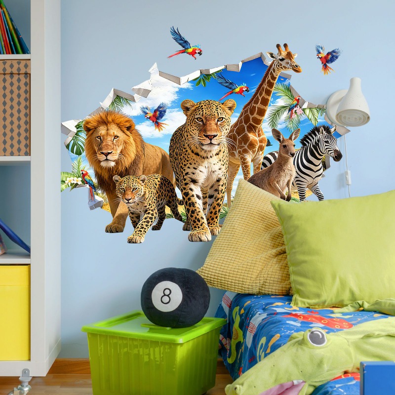 Большие наклейки на стену с тр – обзор и цена Baby Nursery Jungle