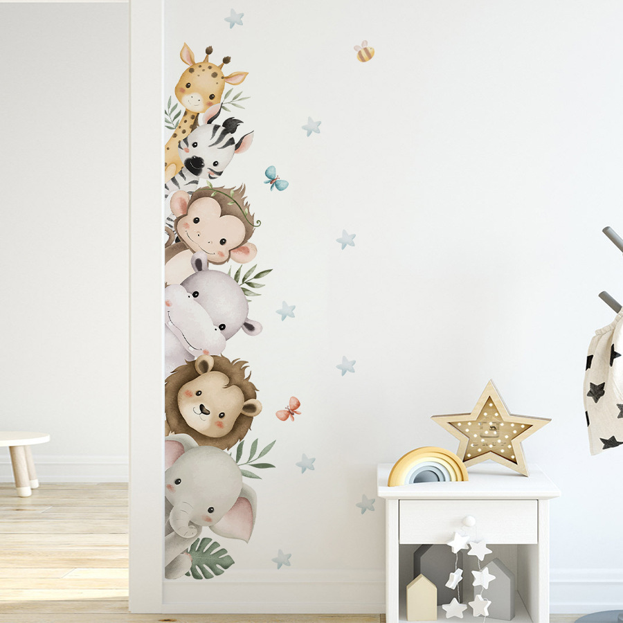 Наклейки на дверь, акварельные – обзор и цена Baby Nursery Jungle