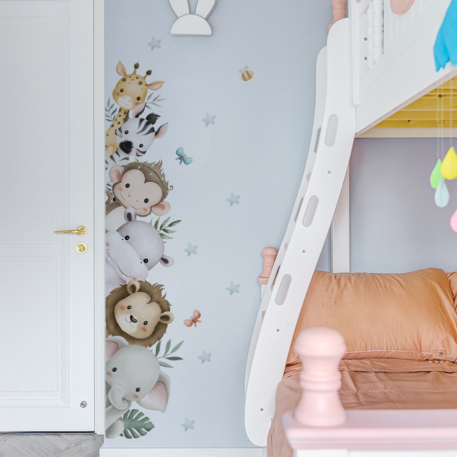 Наклейки на дверь, акварельные – обзор и цена Baby Nursery Jungle